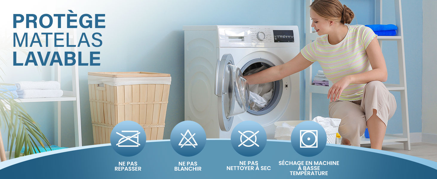 une femme lave une machine à laver.