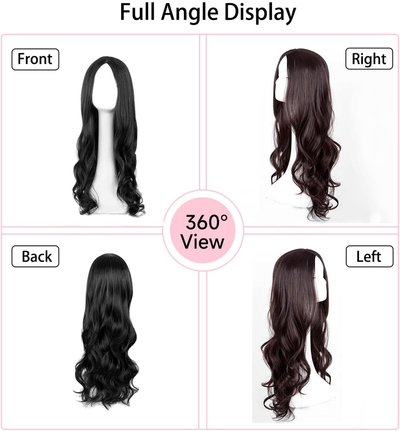 Perruque femme - longue ondulée 27'' - idéale cosplay fête - noir