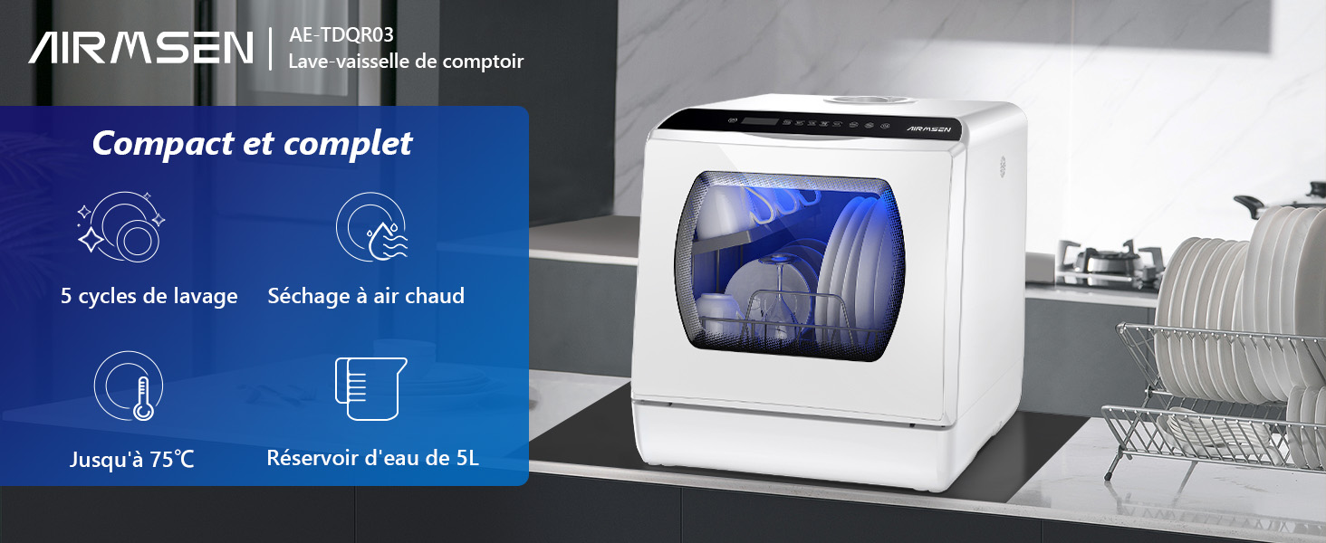 AIRMSEN Mini Lave-Vaisselle de Comptoir