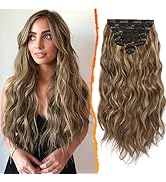 BARSDAR Clip in Extension de Cheveux, 50CM Longue Ondulée Highlight Extension de Cheveux Clip in ...