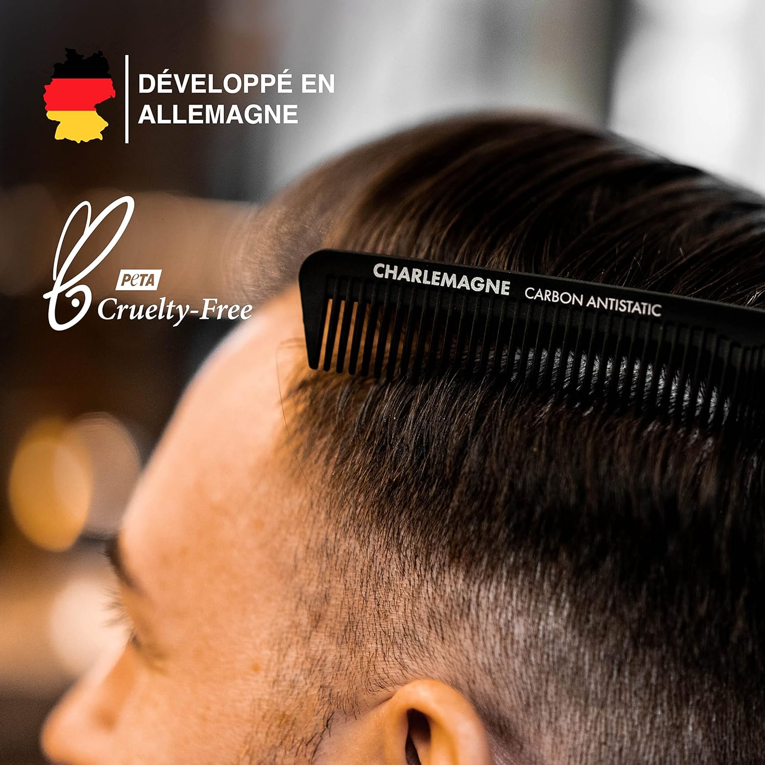 Peigne cheveux - carbone incassable double face antistatique, coiffage homme/femme, qualité premium