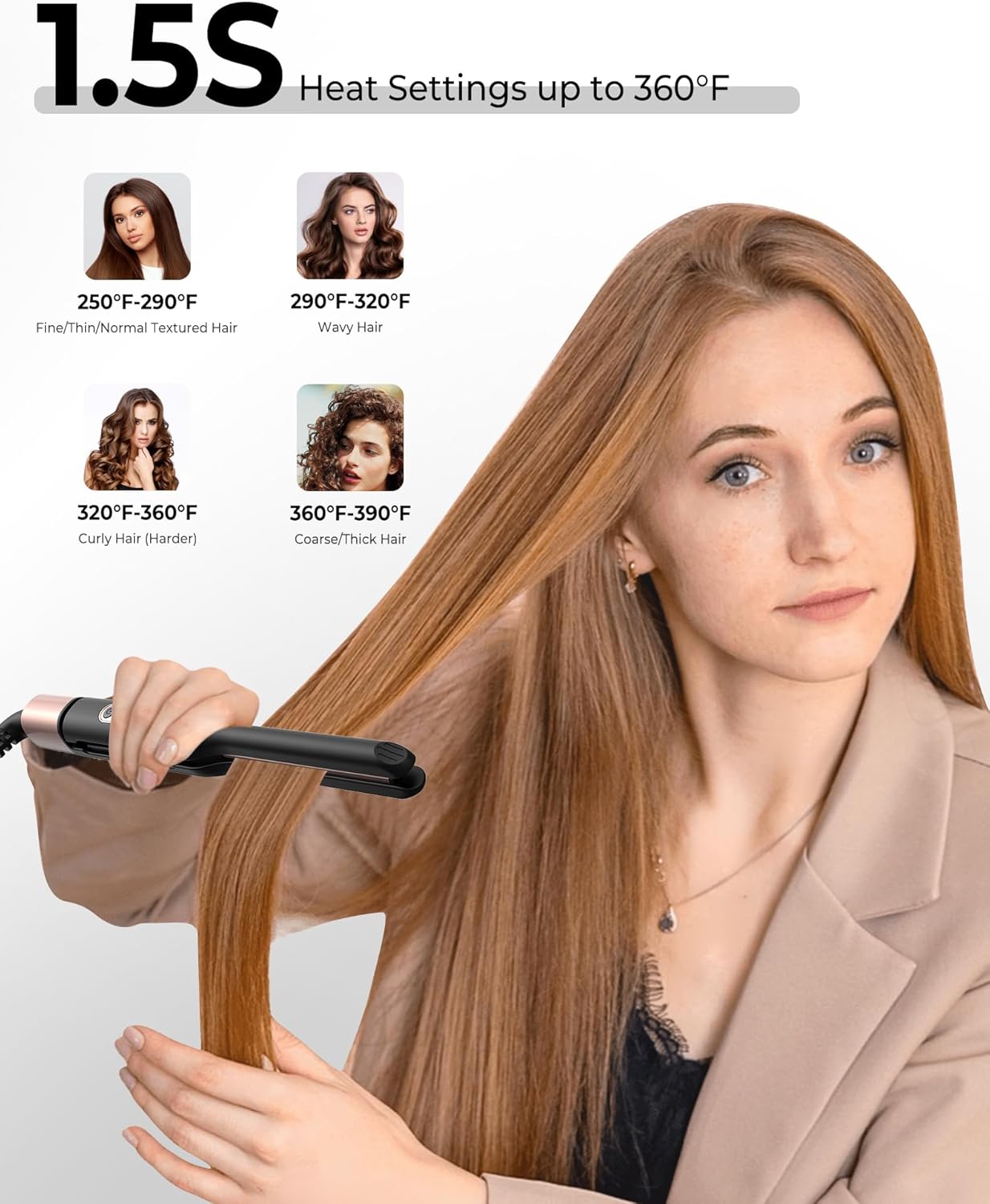 Mini fer à lisser - ionique 2en1, compact, voyage, cheveux courts