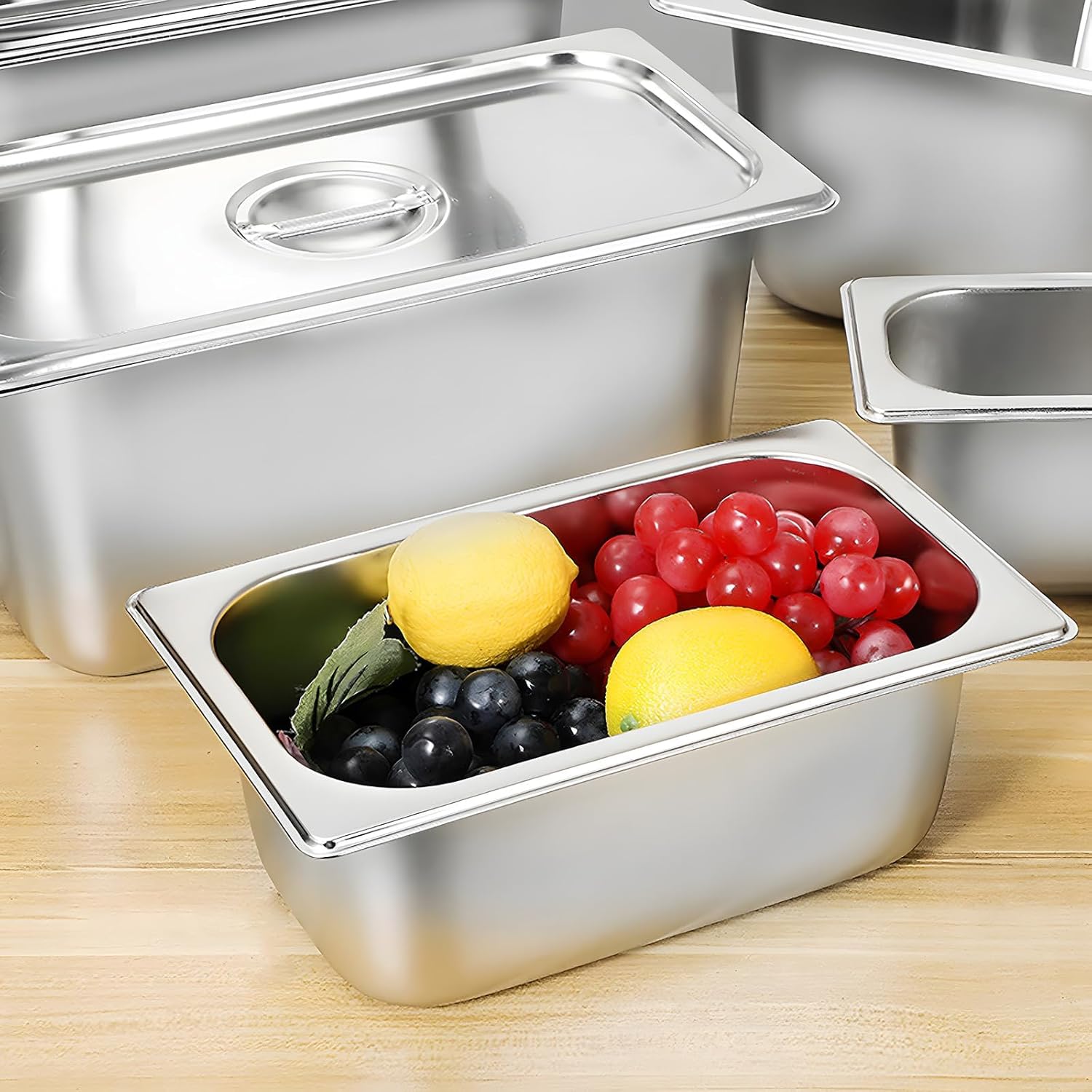 Plat Four Rectangulaire - 32.5x17.5x6.5cm - 3x bacs inox, 3L, robuste, facile à nettoyer