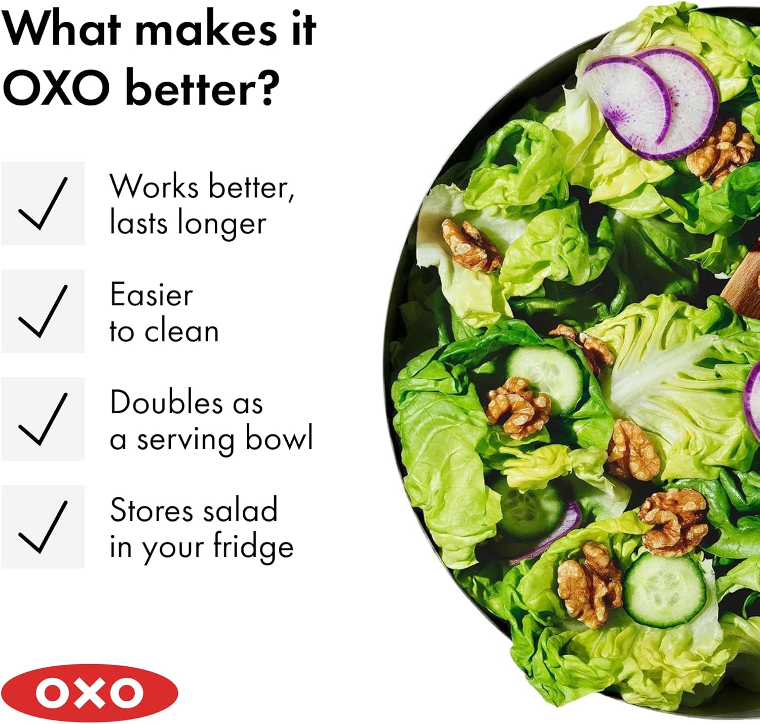 Oxo - Essoreuse à salade inox - grande capacité, poignée antidérapante - 1071497