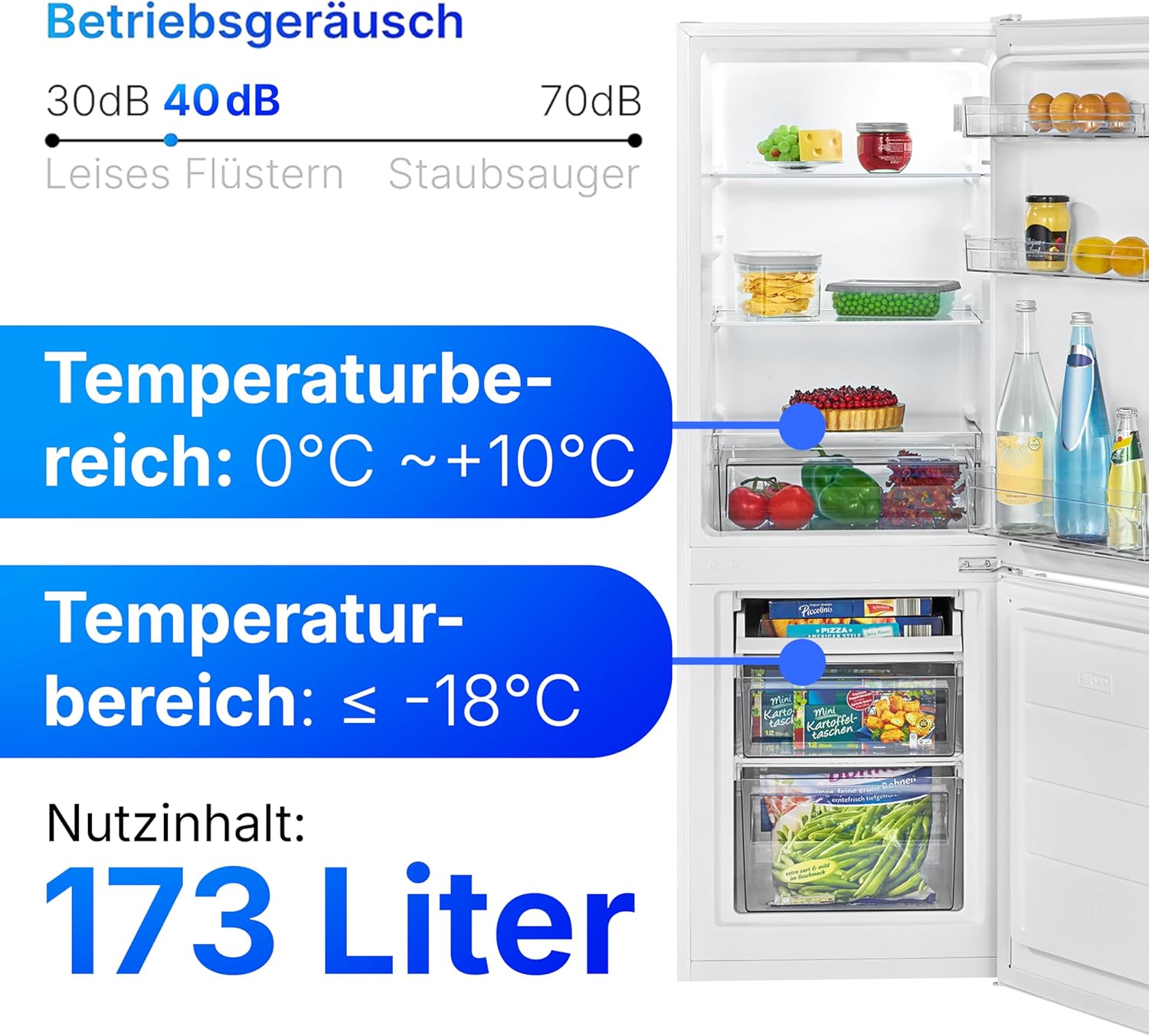 Bomann - Réfrigérateur congélateur 173L, éclairage LED, bac légumes, KG7359