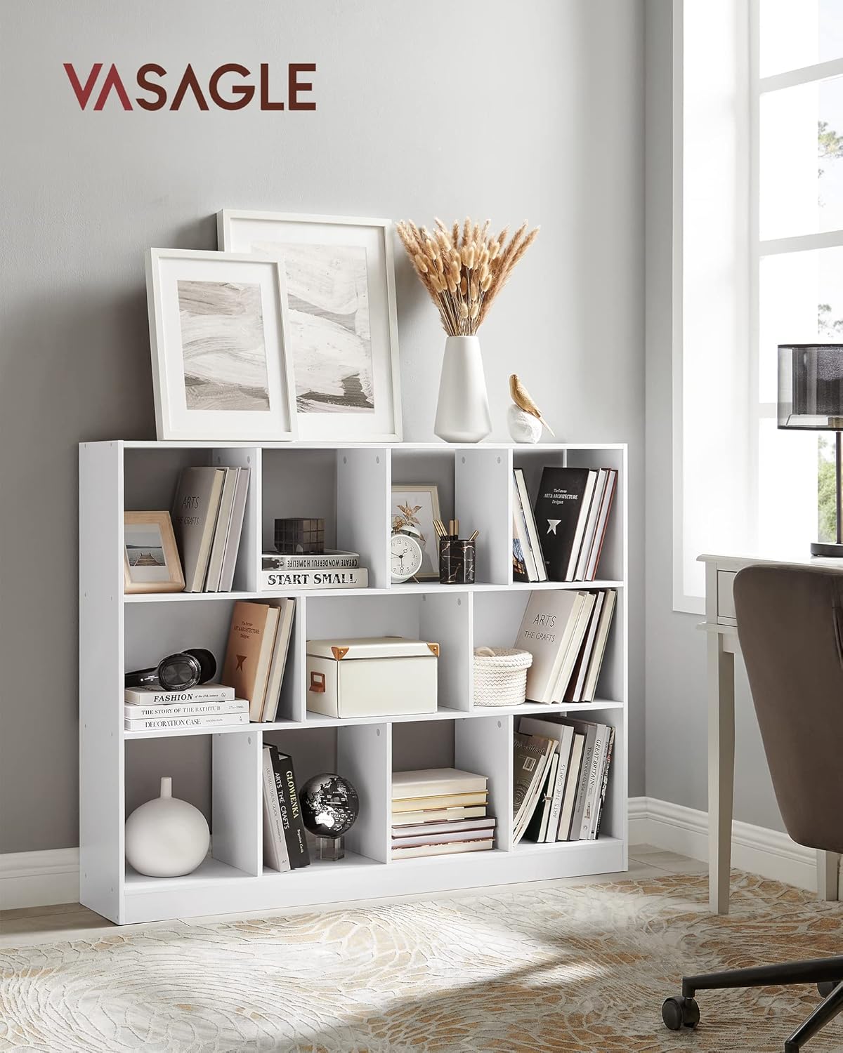 VASAGLE - bibliothèque modulable 30x126x100cm, 11 compartiments, blanc LBC054T14