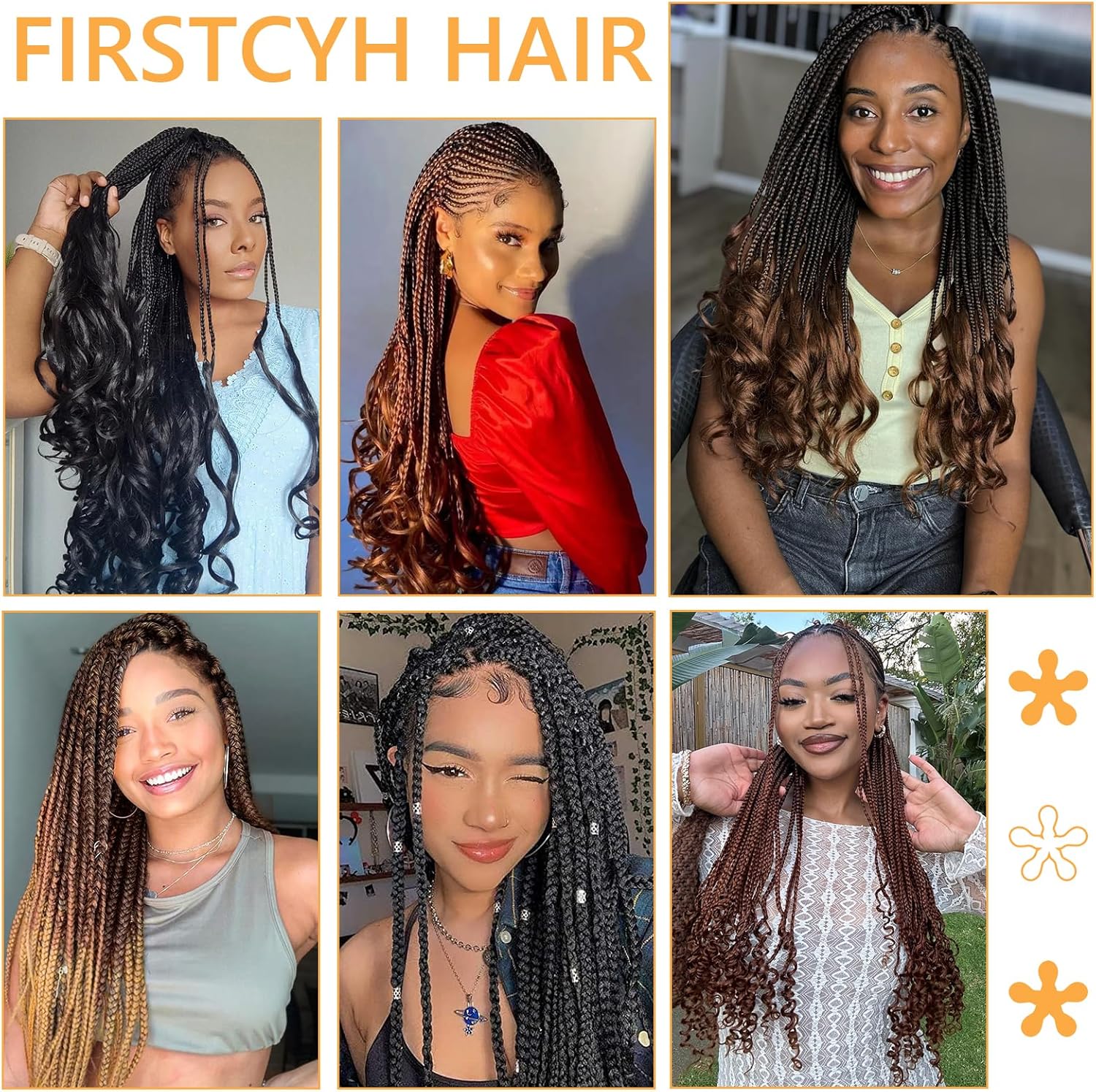 Mèches tressage - French Curl Bouclées 16 pouces, 8 paquets, 1B/30/27