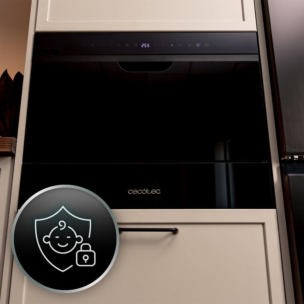 Cecotec - Bolero Aguazero 2500 S-BI - compact 6 couverts - 5 programmes, verre noir, départ différé, 1380W, 2500 S-BI