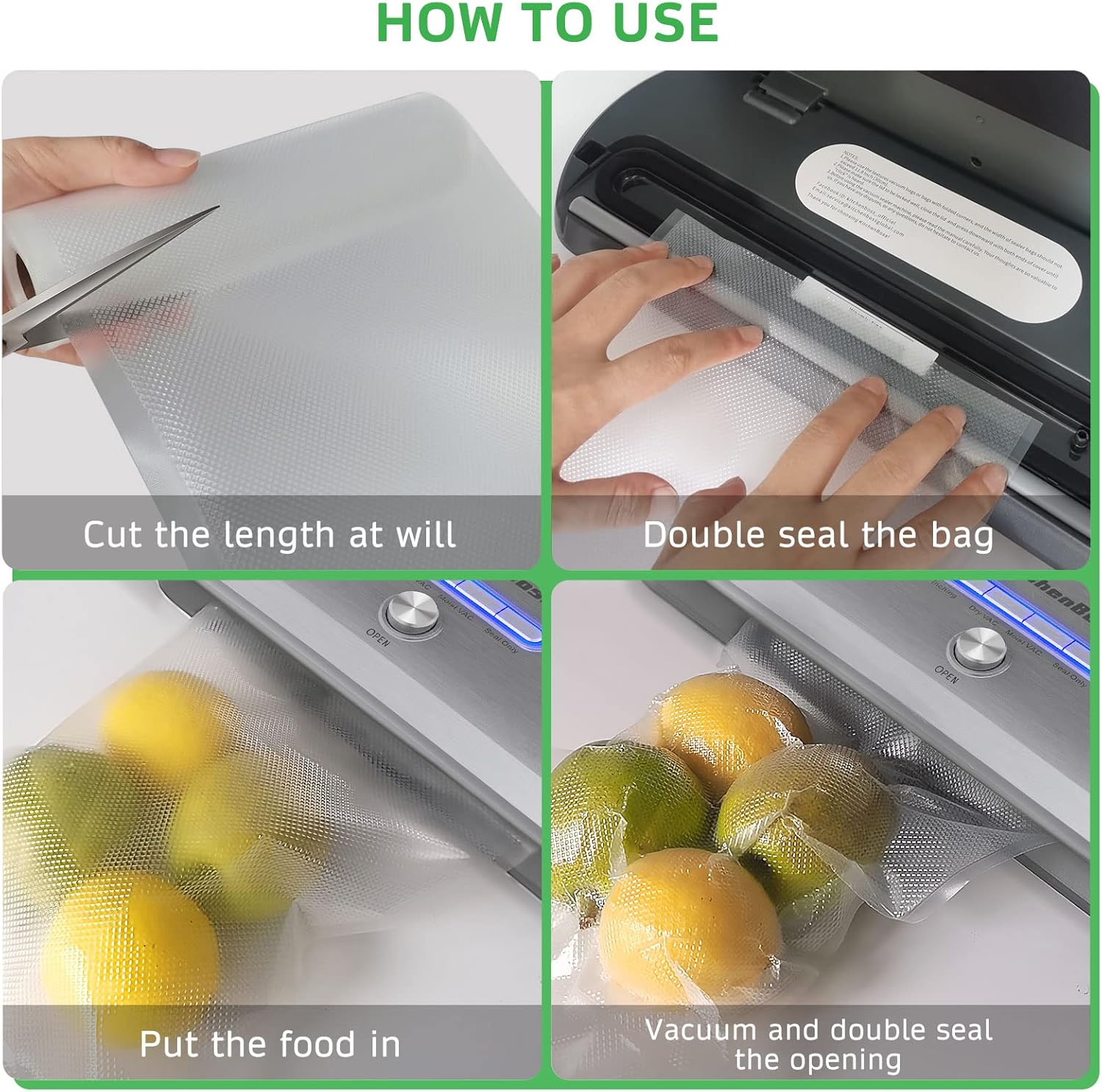 YISH - rouleaux sous vide alimentaires - 28x300cm - sans BPA, lot de 5