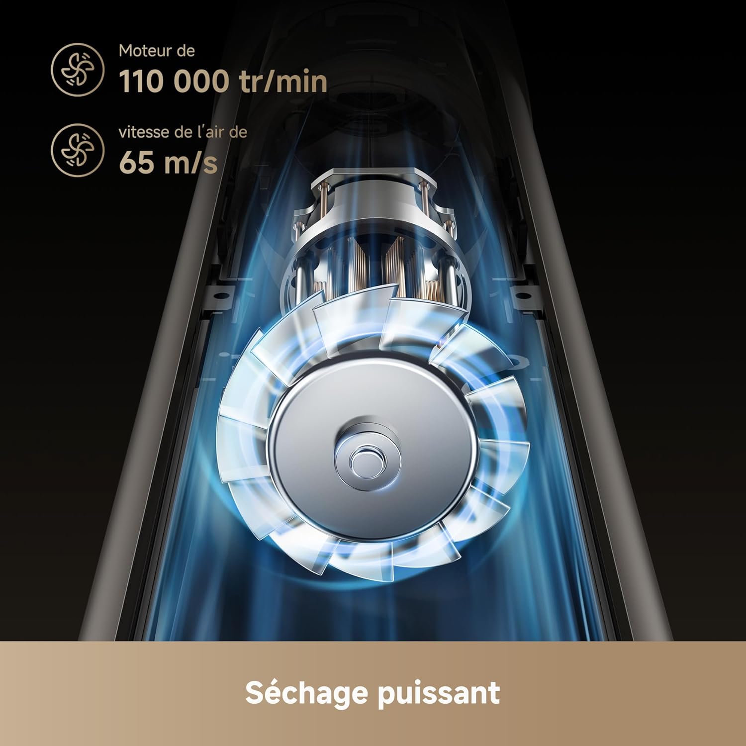 Dreame - Dazzle - sèche-cheveux compact - moteur 110000 tr/min, ions négatifs, 5 embouts