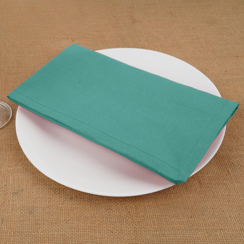 Sweet Needle - serviettes de table lot de 12 - 45x45 cm - coton épais, coins arrondis, vert sauge