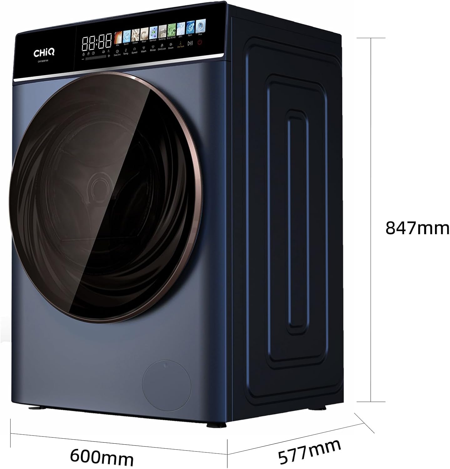 CHiQ - Lave-linge 10 kg, classe A-10%, Inverter, vapeur, CW106581AX