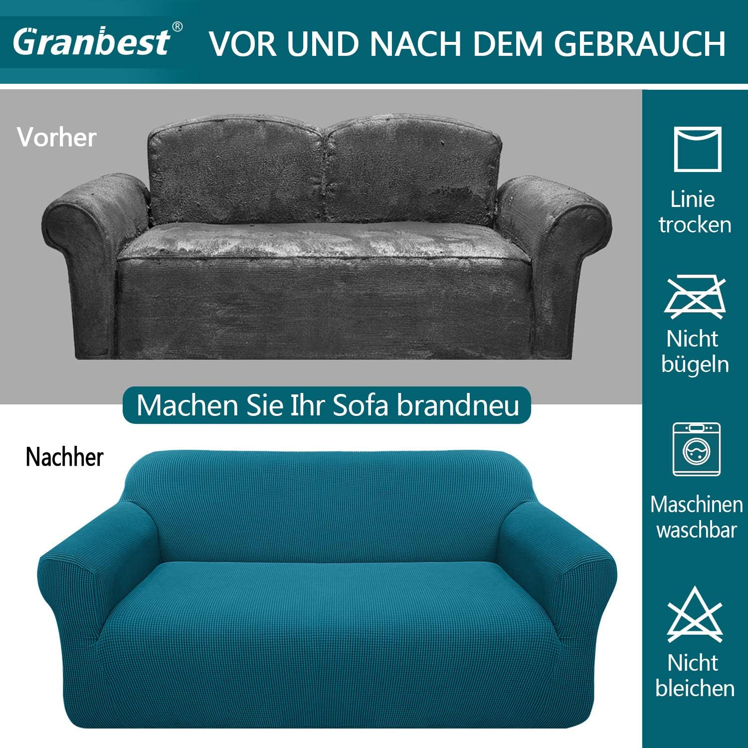 Granbest - Housse Jacquard 4 places - protection canapé salon, animaux