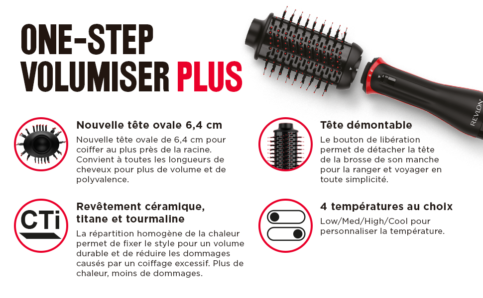 Revlon; One-Step; Volumiser; Plus; Tête démontable; seche-cheveux; styler;