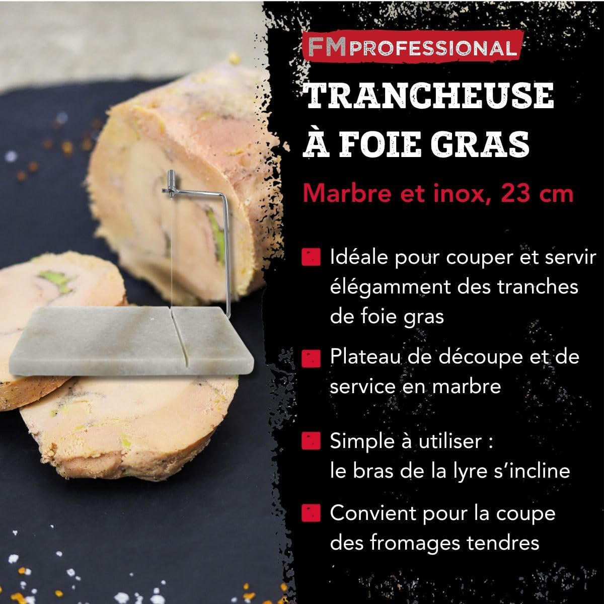 Fackelmann - Professional 22259 - 23x15x5 cm - coupe foie gras inox marbre 22259