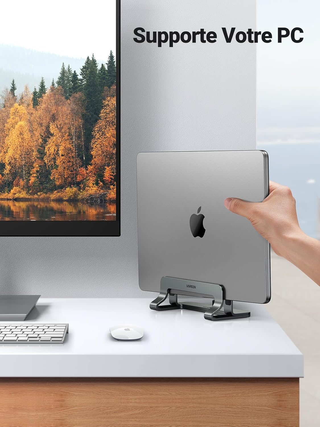 UGREEN - Support Ordinateur Vertical Aluminium - réglable, compatible MacBook, PC, iPad