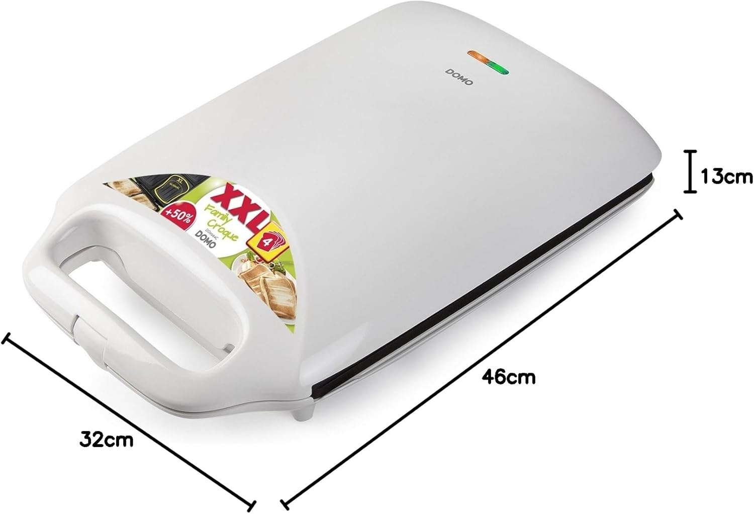 DOMO - croque famille XXL - 4 croques - 1800W, antiadhésif, blanc DO9064C