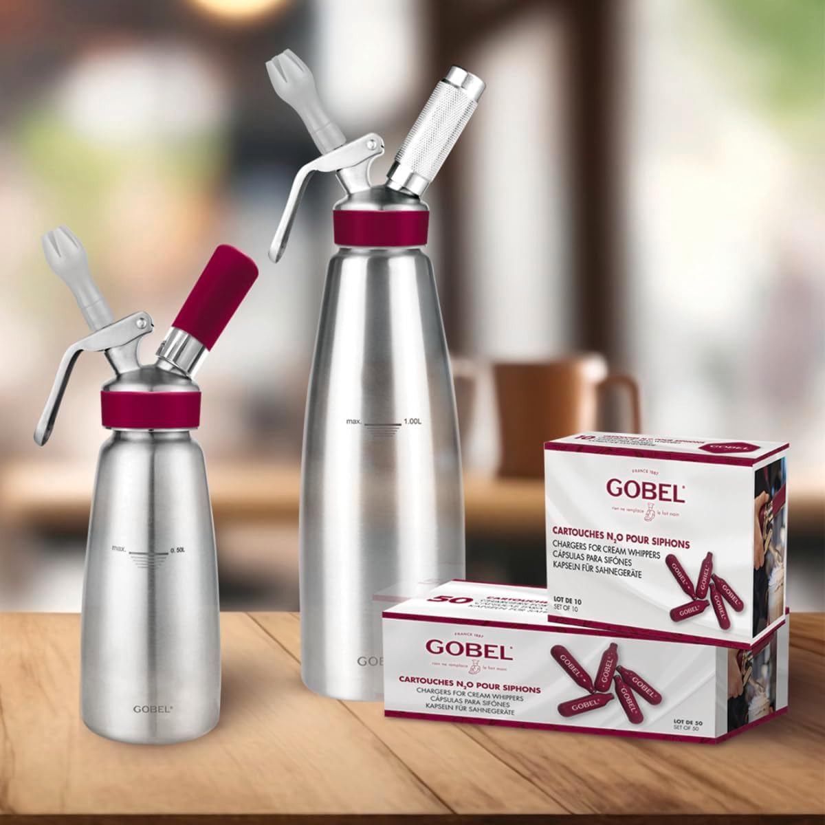 GOBEL - Lot de 10 cartouches gaz N₂0 - acier recyclable, universelles