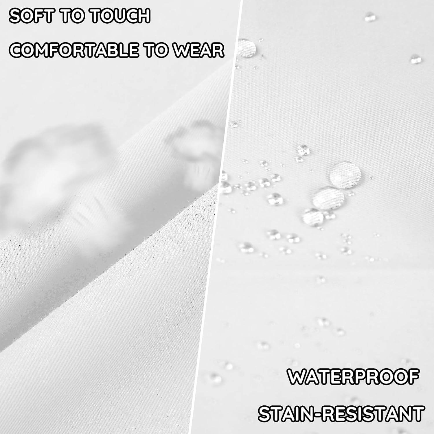 atopo - tablier chef réglable, 2 poches, étanche, blanc, lot de 4