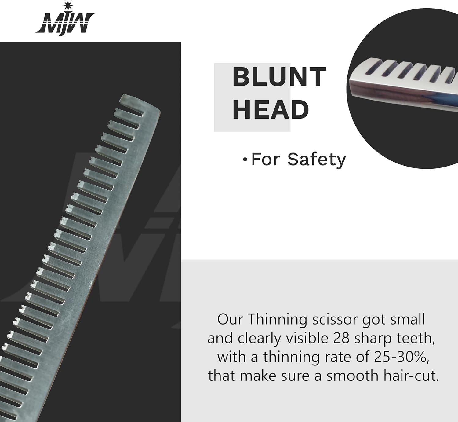 MJW - ciseaux effileur inox - coupe texturante 16 cm - ergonomiques