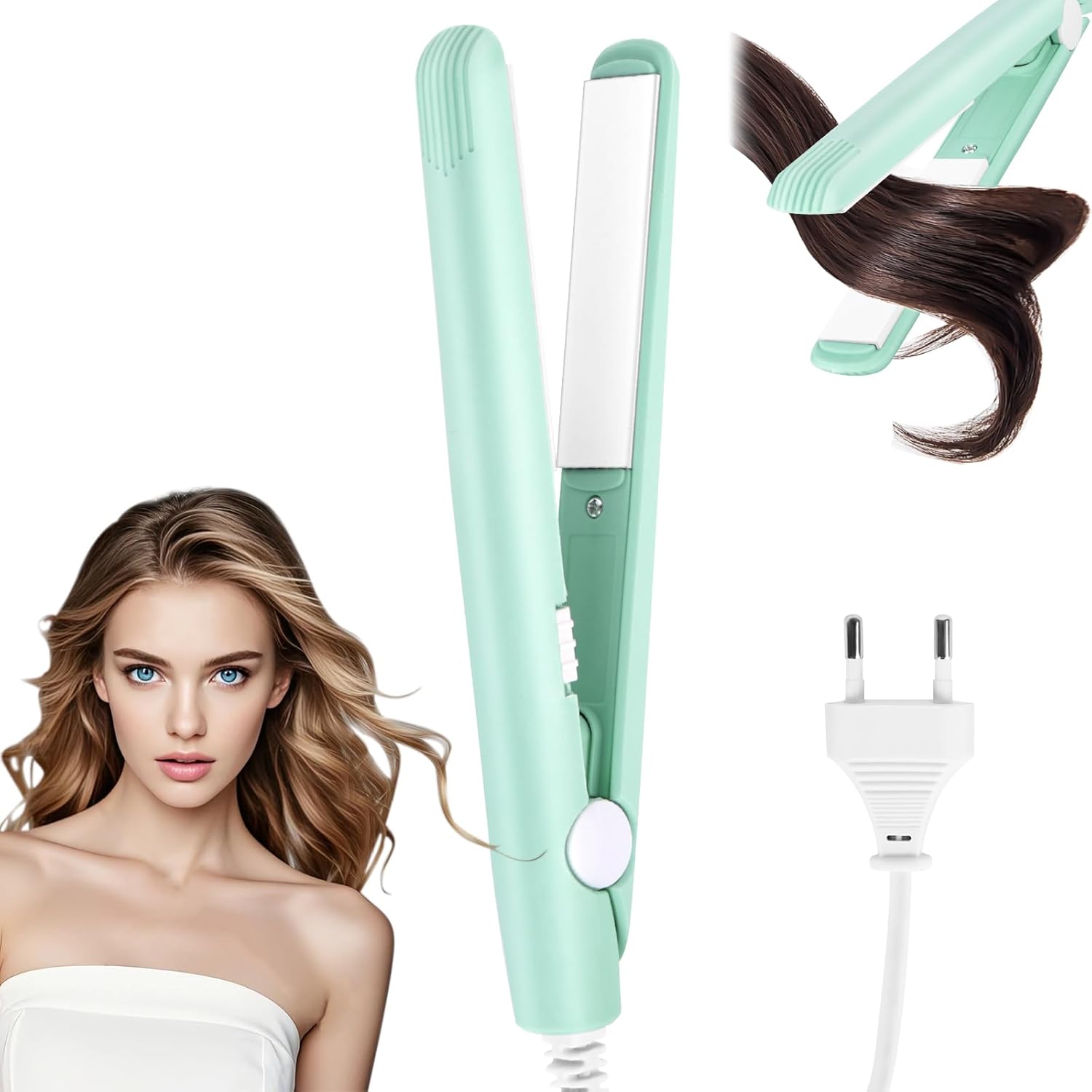 LOPHE - Mini fer à lisser 2 en 1 - compact, chauffe rapide 10s, 110-220V