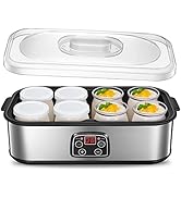 Yaourtière 8 Pots, 180ml Pot en Verre avec Couvercle, Yaourtière avec Écran Numérique, Thermostat...