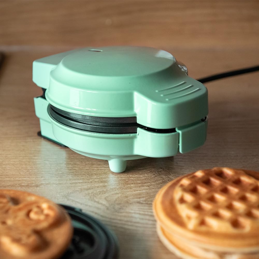 LEHMANN - mini gaufrier séries 4 formes - plaques interchangeables, antiadhésif, menthe, idéal enfants