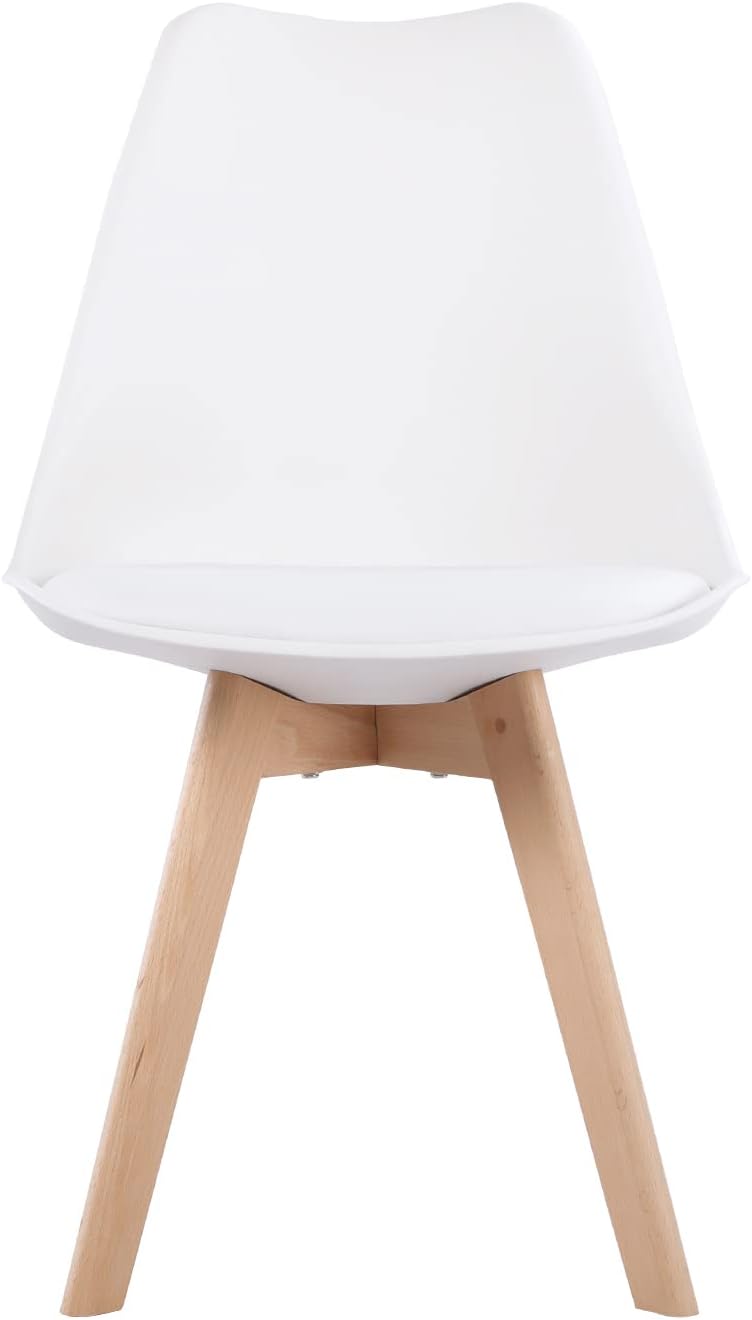 EGGREE - Série Scandinave - lot de 6 - chaises rembourrées, pieds hêtre, blanc