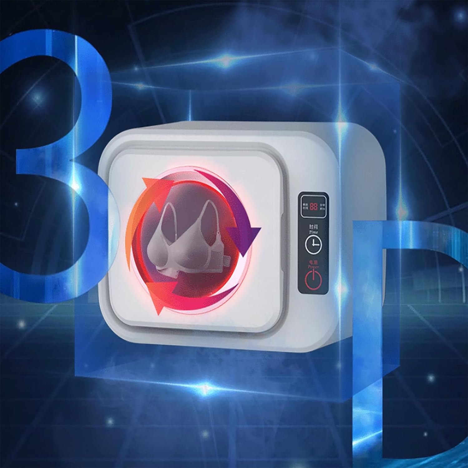 ERICAT - sèche-linge portable, mini, inox, écran LCD tactile, 3 modes