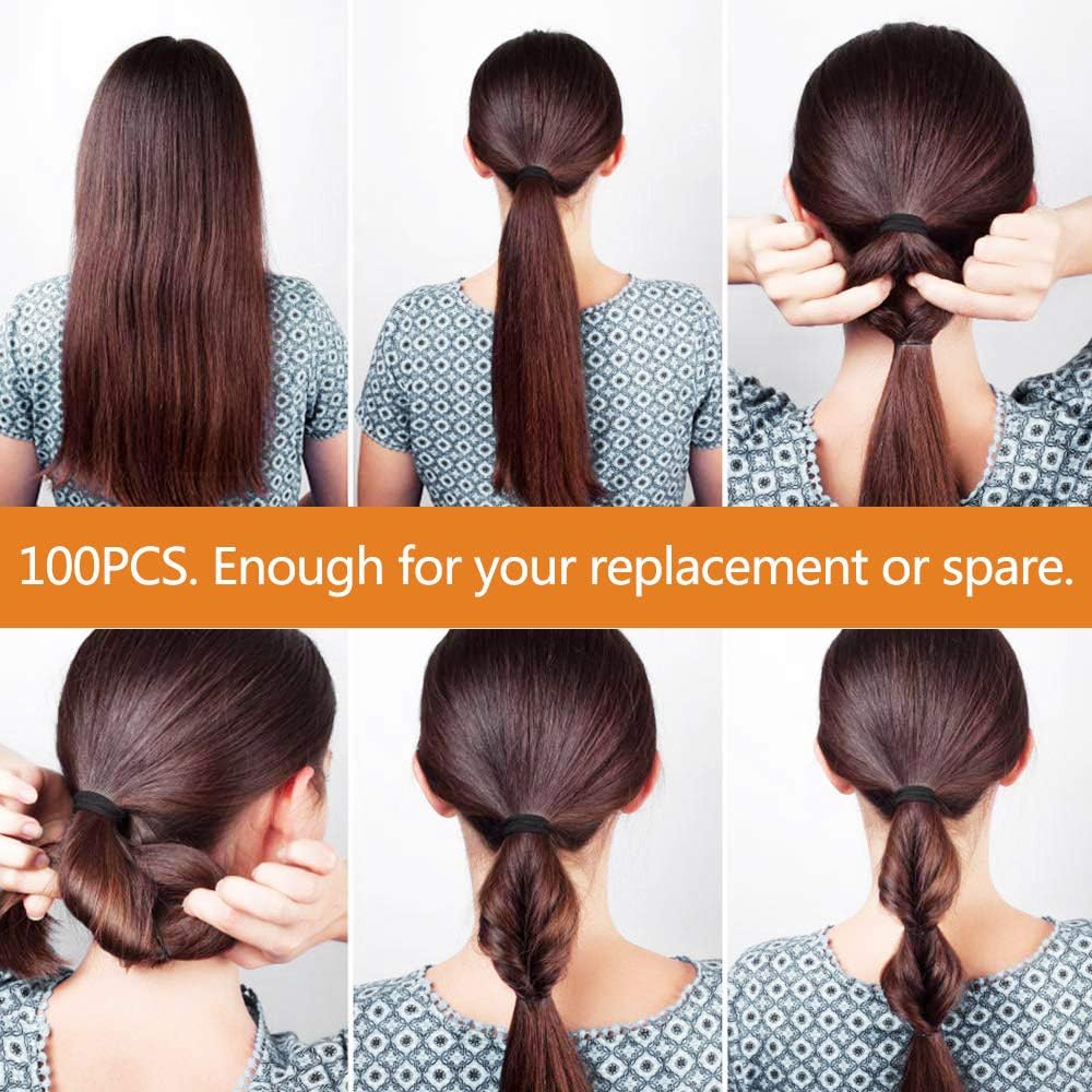 Liens de cheveux – lot de 100 – 2mm – élastiques noirs mini, enfants et mariages