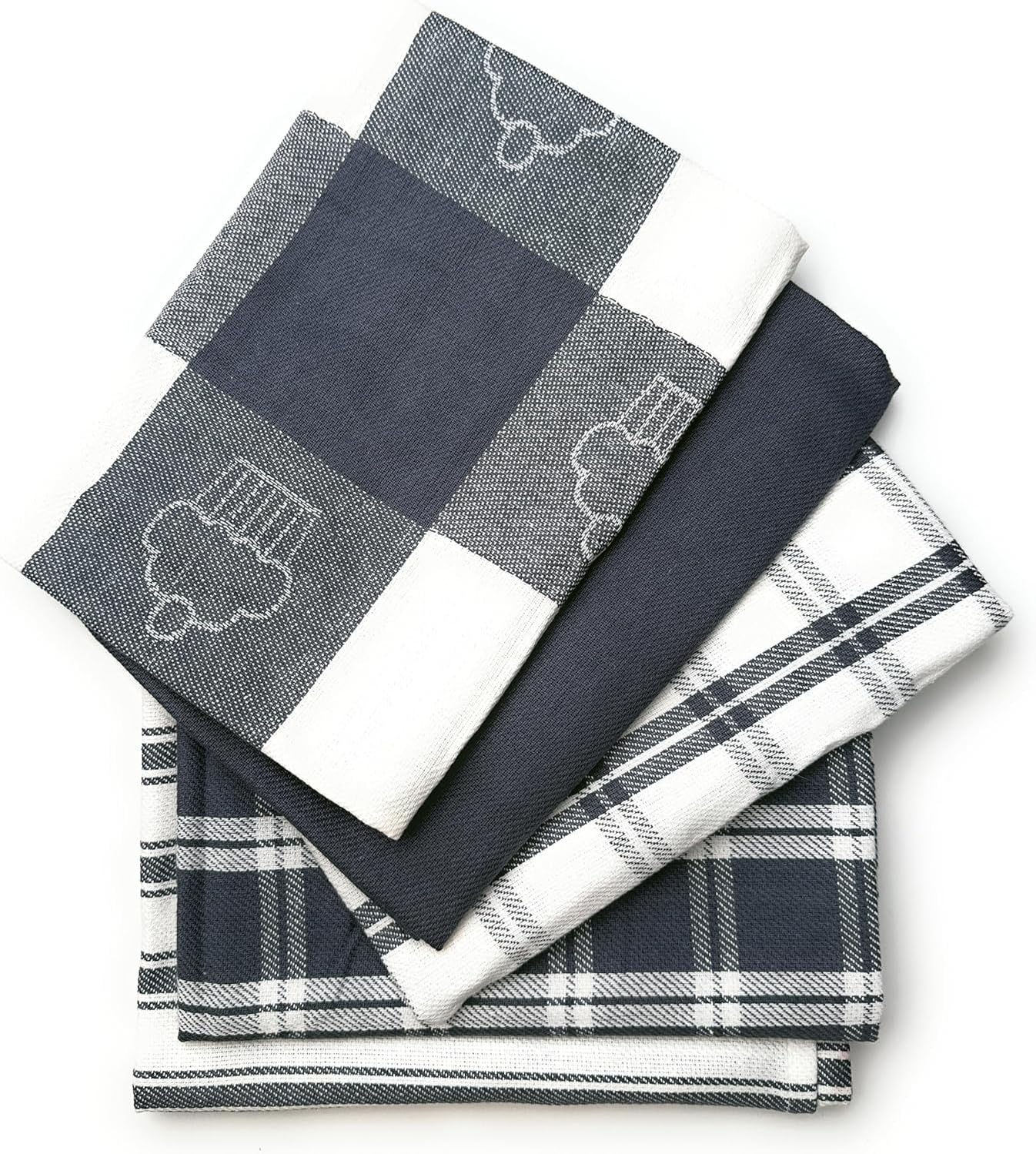 LivinEase – Torchon cuisine lot de 5 – 60x40 cm – coton absorbant, gris