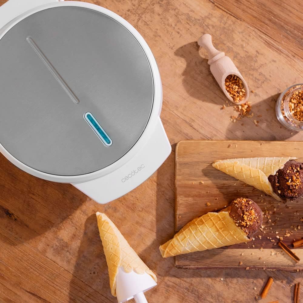 Cecotec - Fun Gofrestone Rolls - compact - inox et 1000W, pour cornets et cigarettes russes