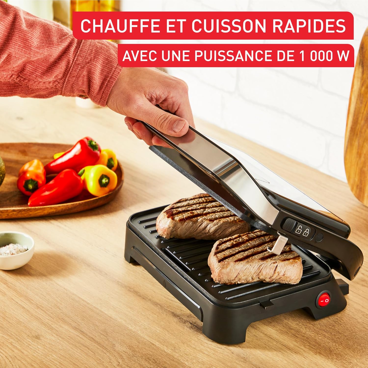 Tefal - Inicio Compact - grill panini antiadhésif, facile à nettoyer - GC270D10