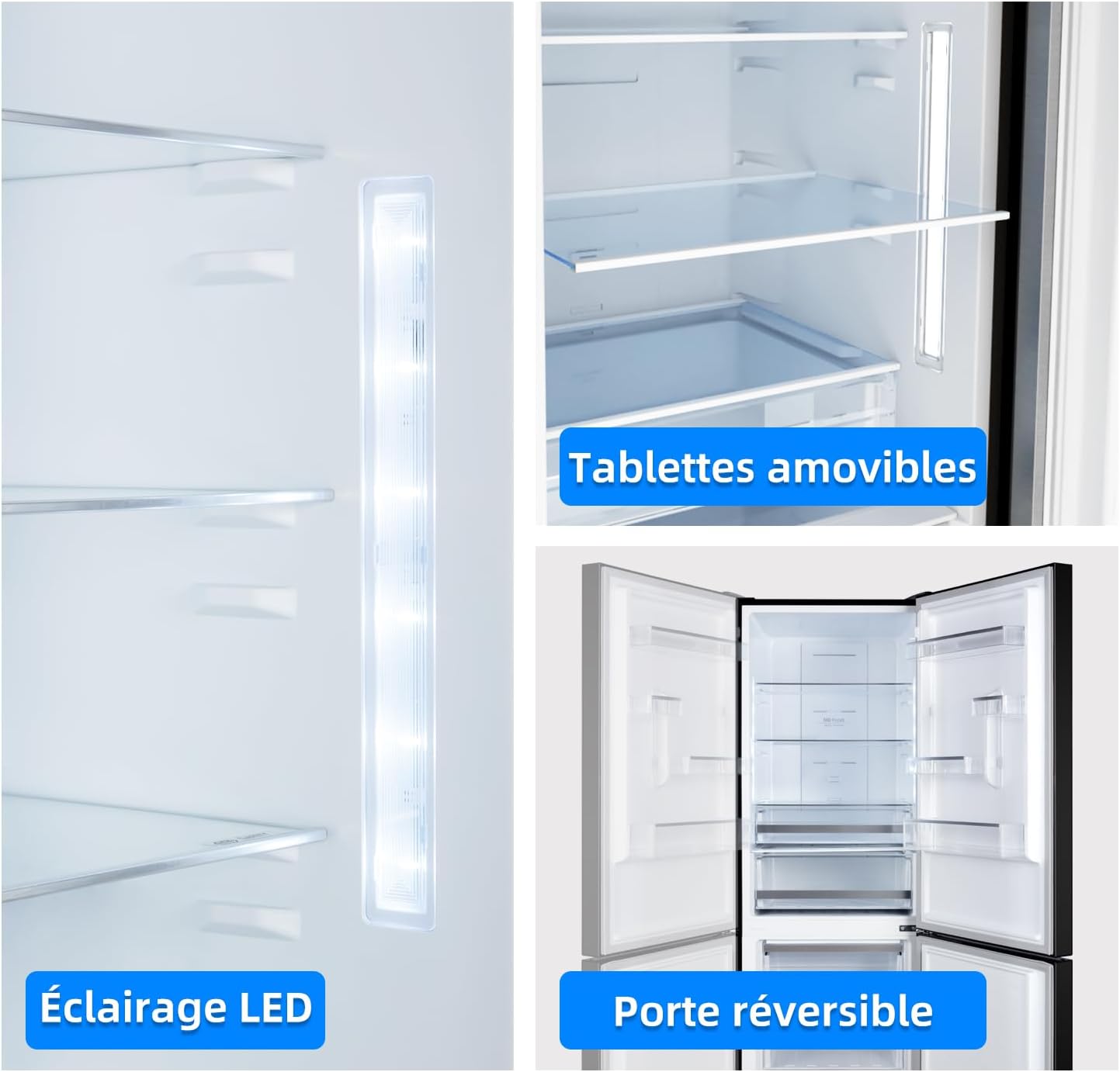 CHIQ - Réfrigérateur congélateur 322L - no frost, multi-air, tactile, 12 ans garantie