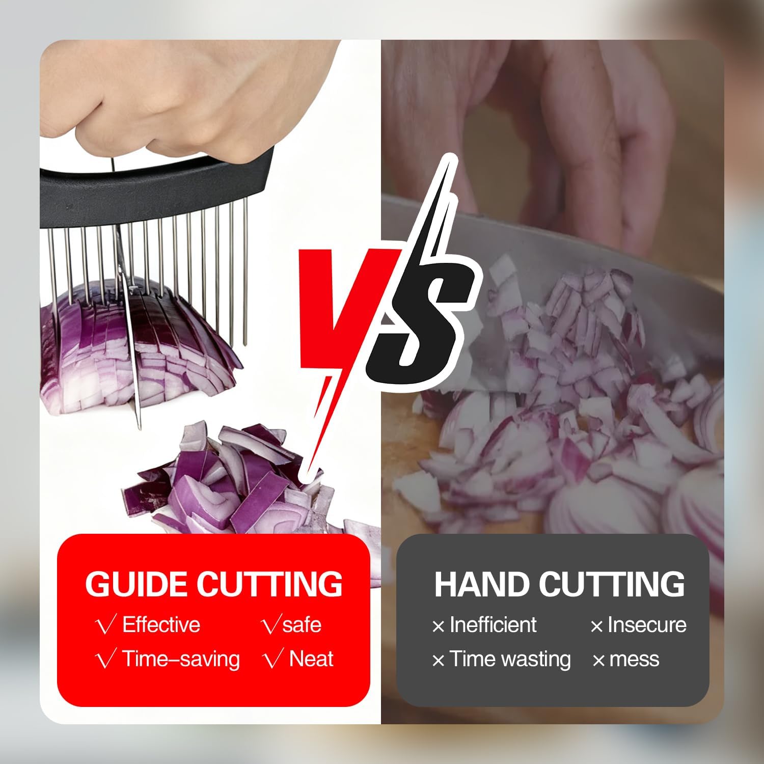 Trancheuse d'oignons extra large - inox - 16 aiguilles - coupe légumes et tomates