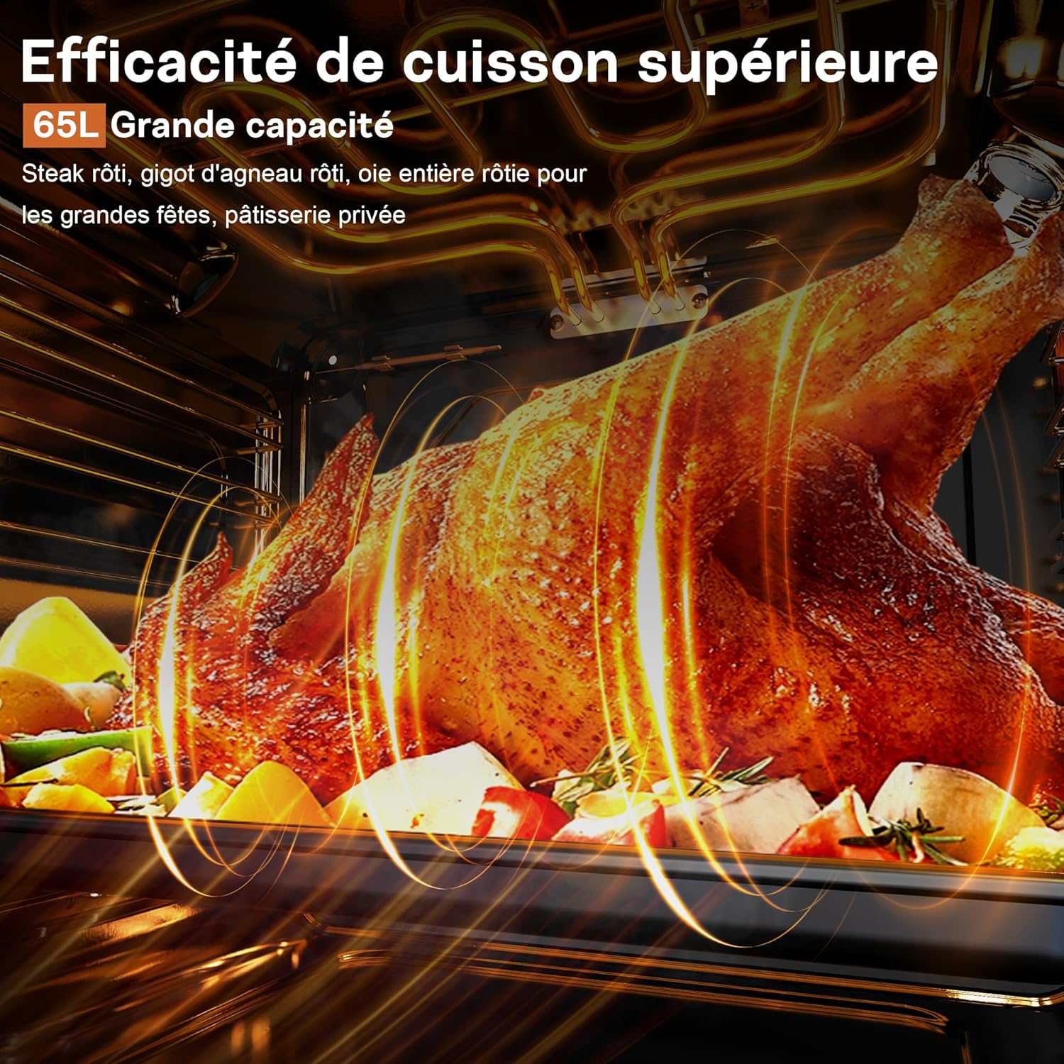 Karinear - Four électrique encastrable 60cm, 65L, 2200W, inox