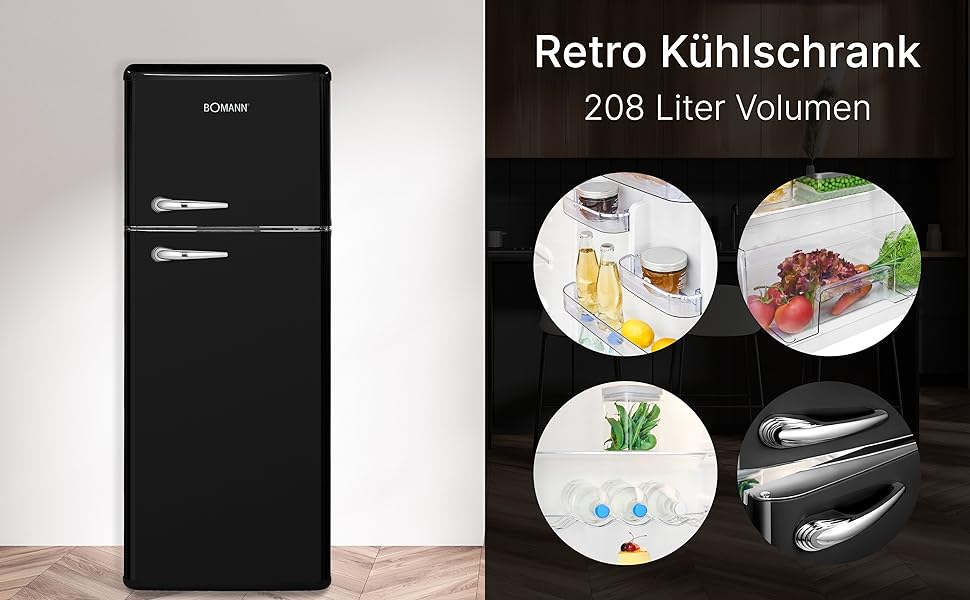 Réfrigérateur rétro 208 litres