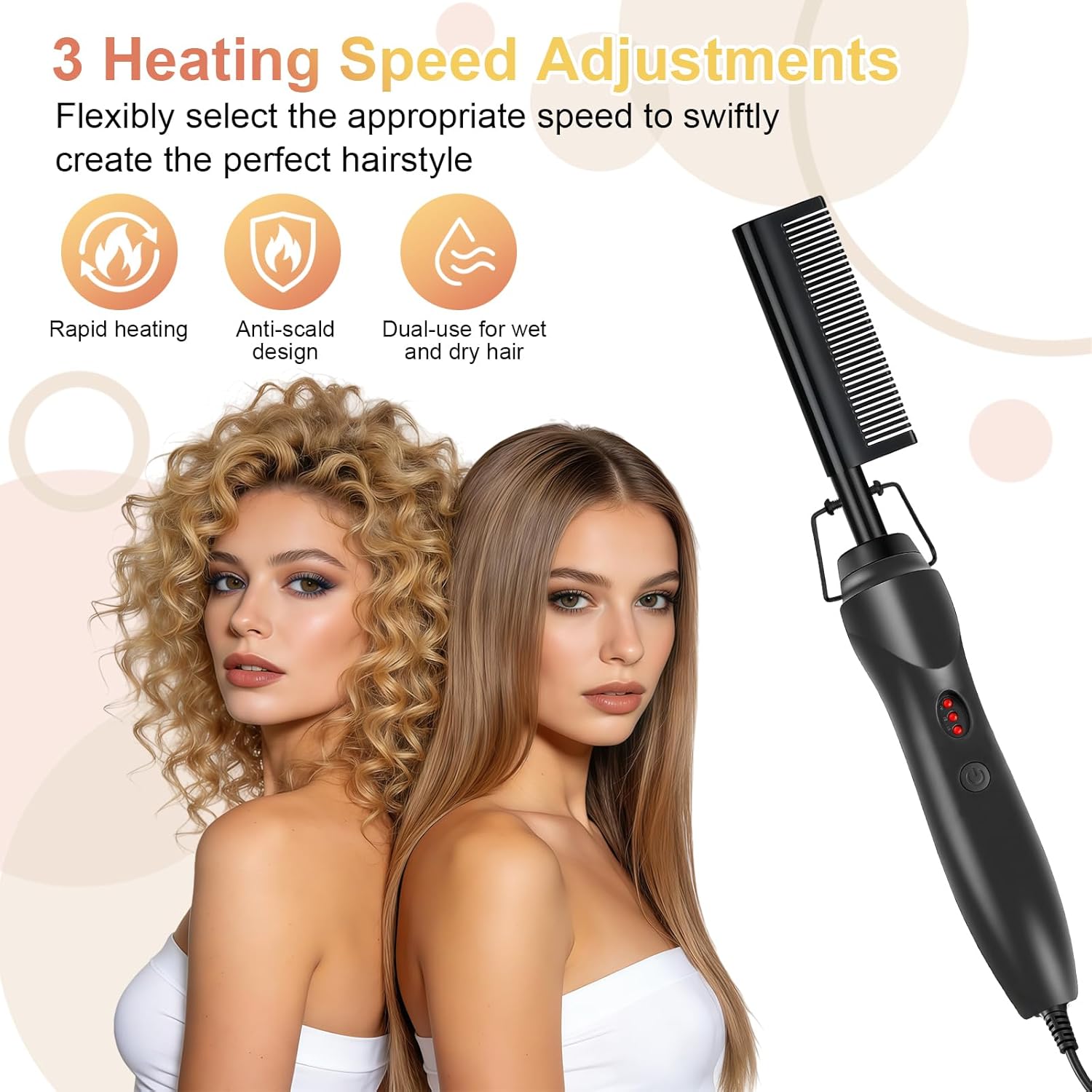 Flintronic - Peigne chauffant 2 en 1, céramique, 180°C, barbe et perruques