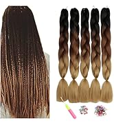 ShowJarlly Tresse Cheveux, 24inch meches pour tresses africaine Ombre Jumbo,5Pack Rajout, Extensi...