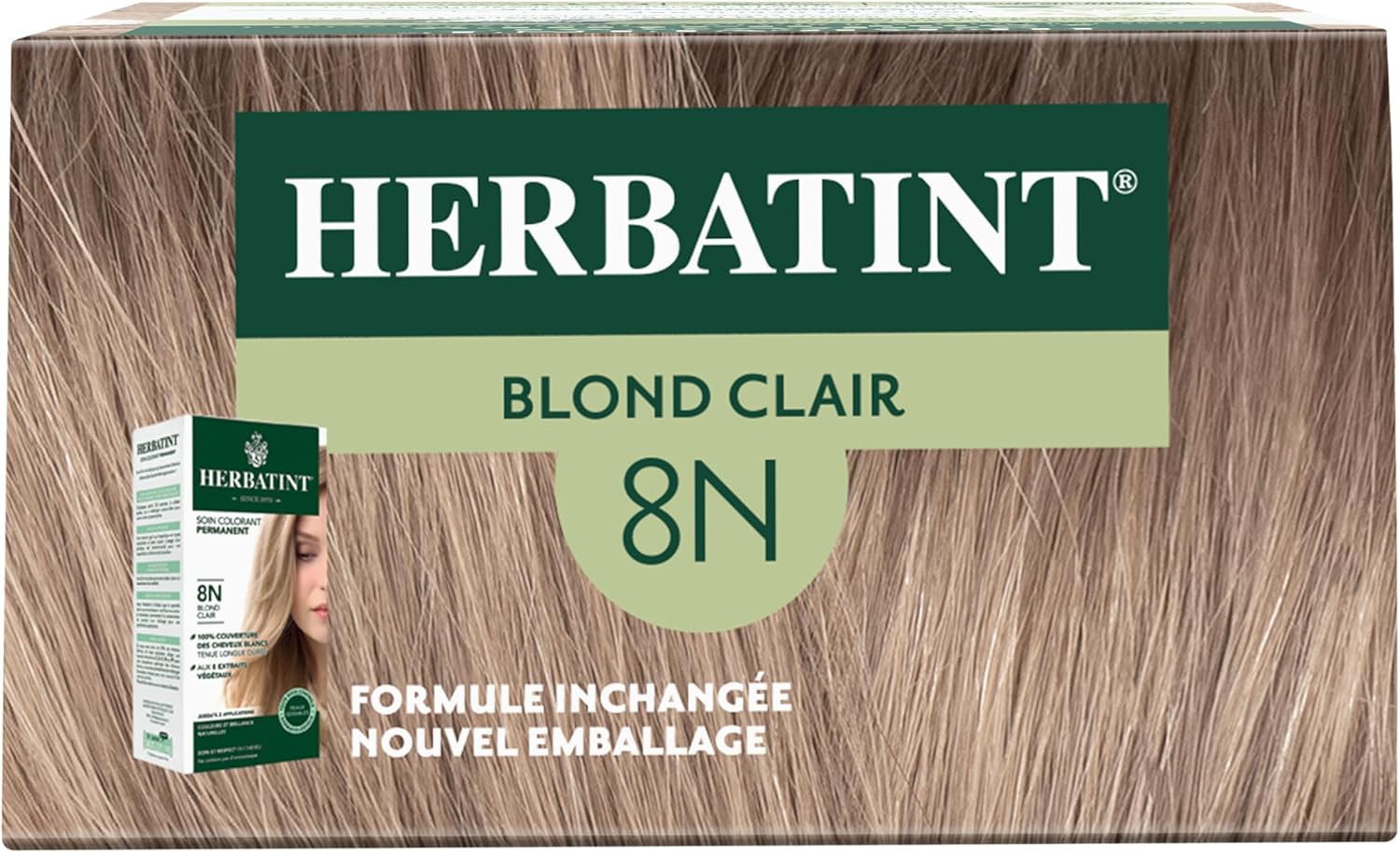 Herbatint - Coloration 8N - 170ml - Blond Clair, sans ammoniaque, 8 extraits bio