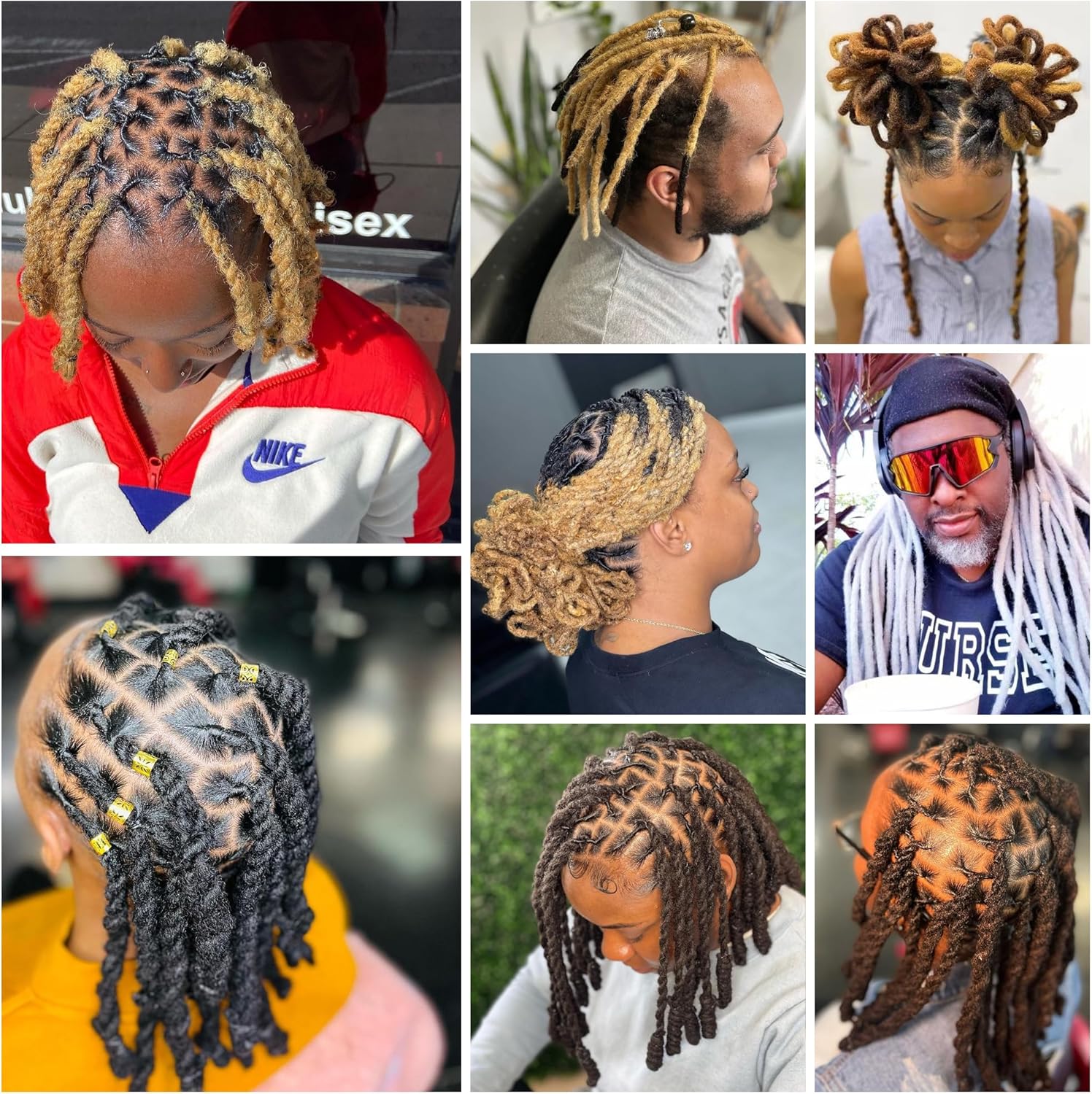 Extension cheveux naturels afro kinky 8 pouces, gris, pour dreadlocks