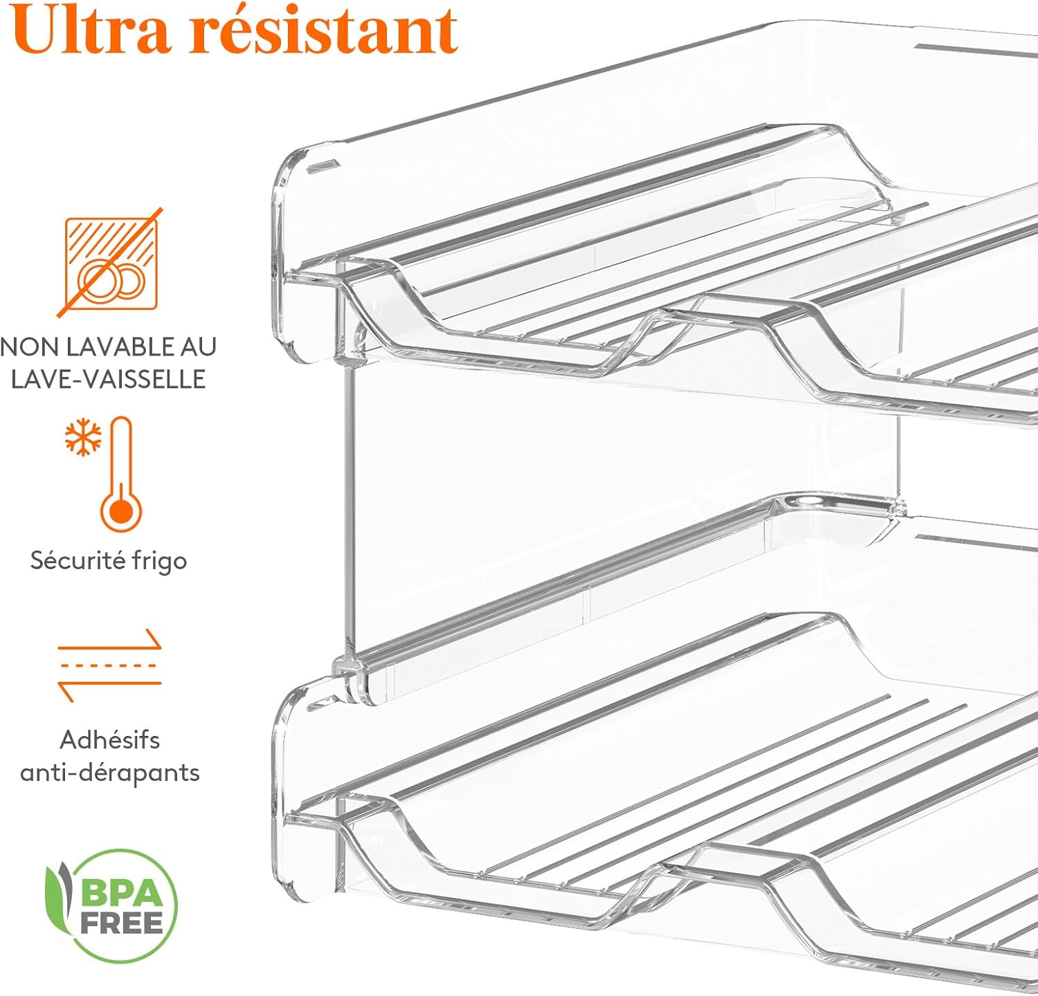 Lifewit - Casier à vin empilable, lot de 3, 12 bouteilles, plastique transparent