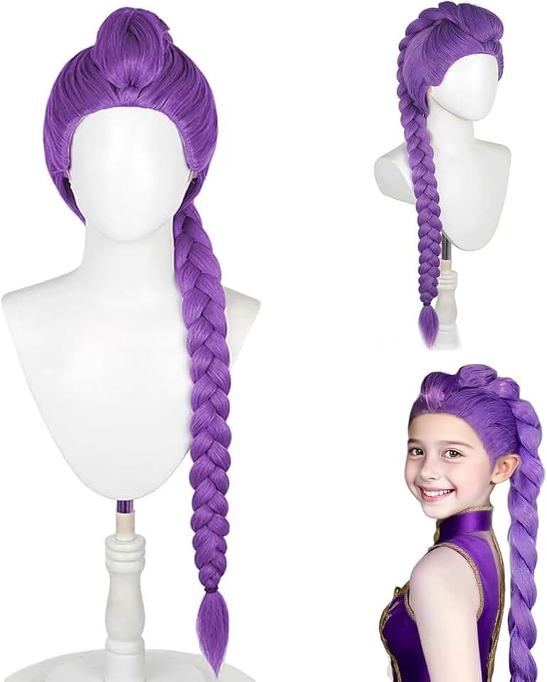 Perruque enfant - chasseur violette tressée longue - cosplay, Halloween