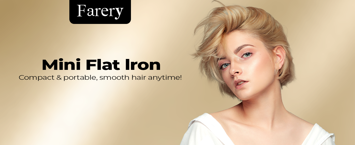 Le texte indique « Farery Mini Flat Iron » suivi d'une image promotionnelle.