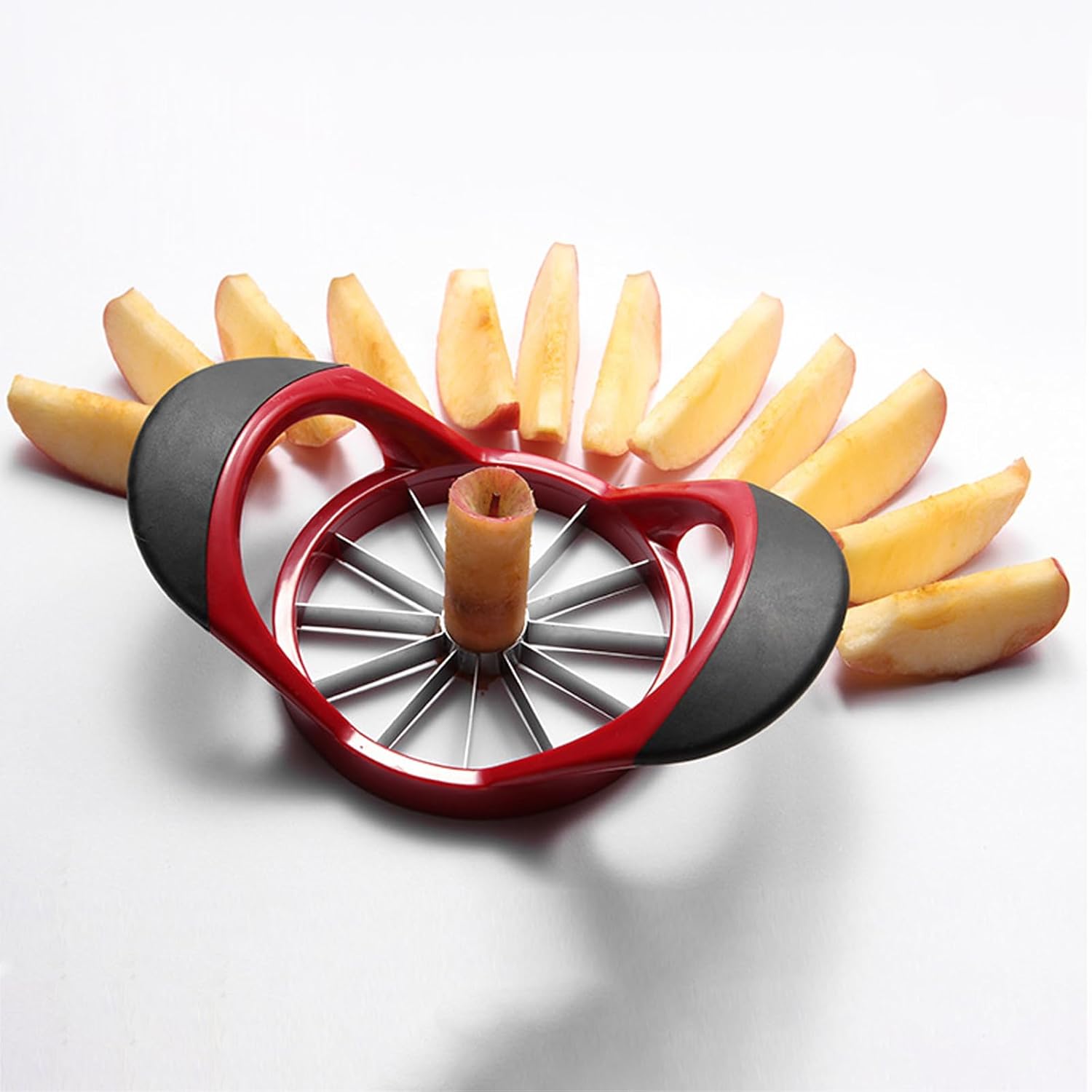 Tranche-pomme - 12 tranches inox - Rouge - découpe rapide fruits