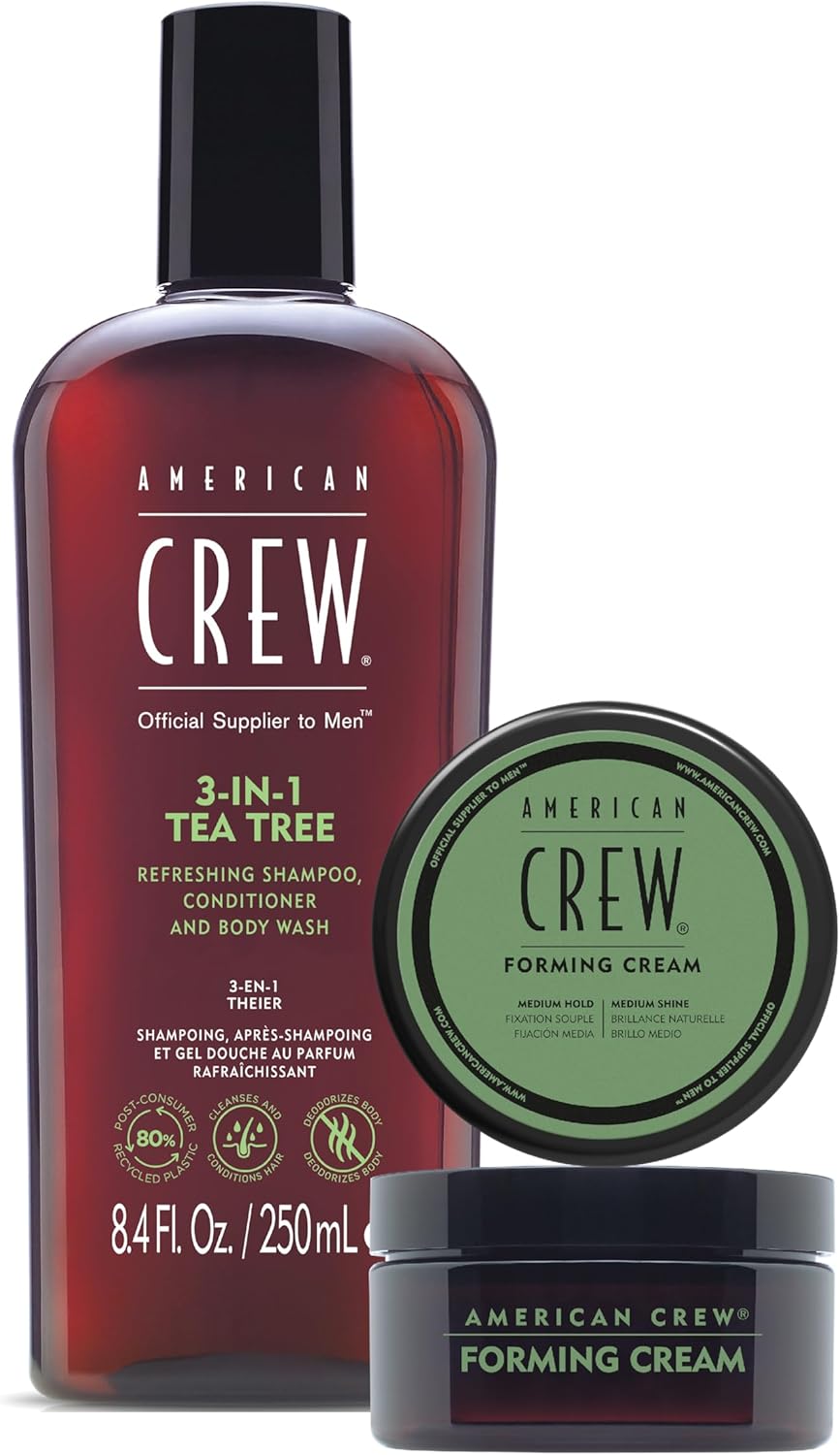 American Crew - Duo 3 en 1 & Forming Cream - 250ml/50g - shampooing, parfum arbre à thé, cire cheveux