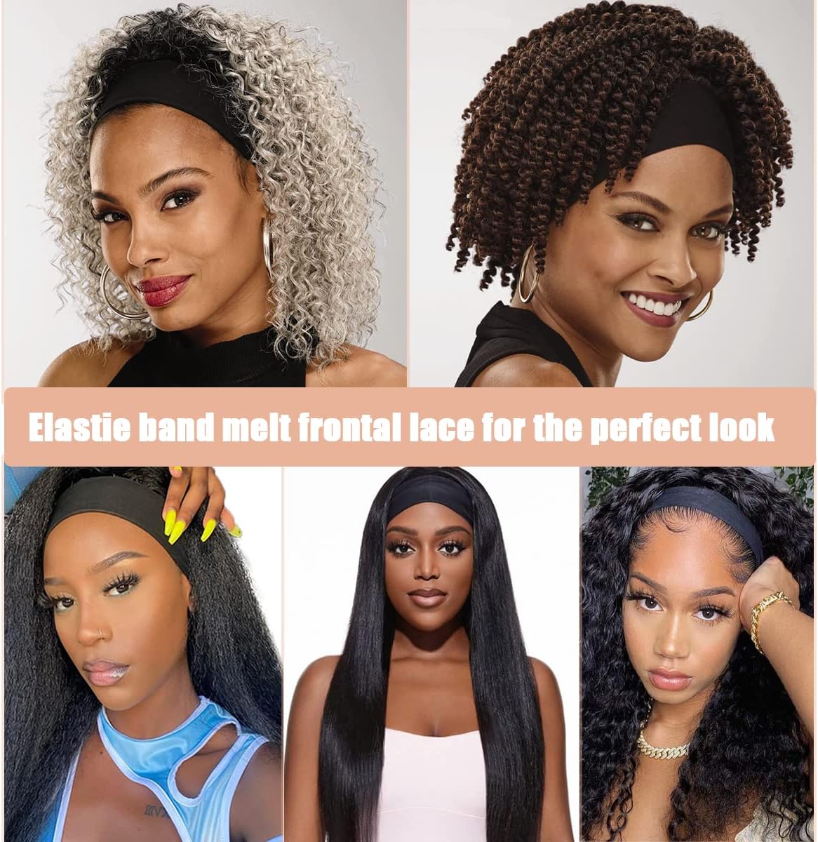 Bandes élastiques pour perruque – réglables – 3 pièces + brosse – maintien optimal