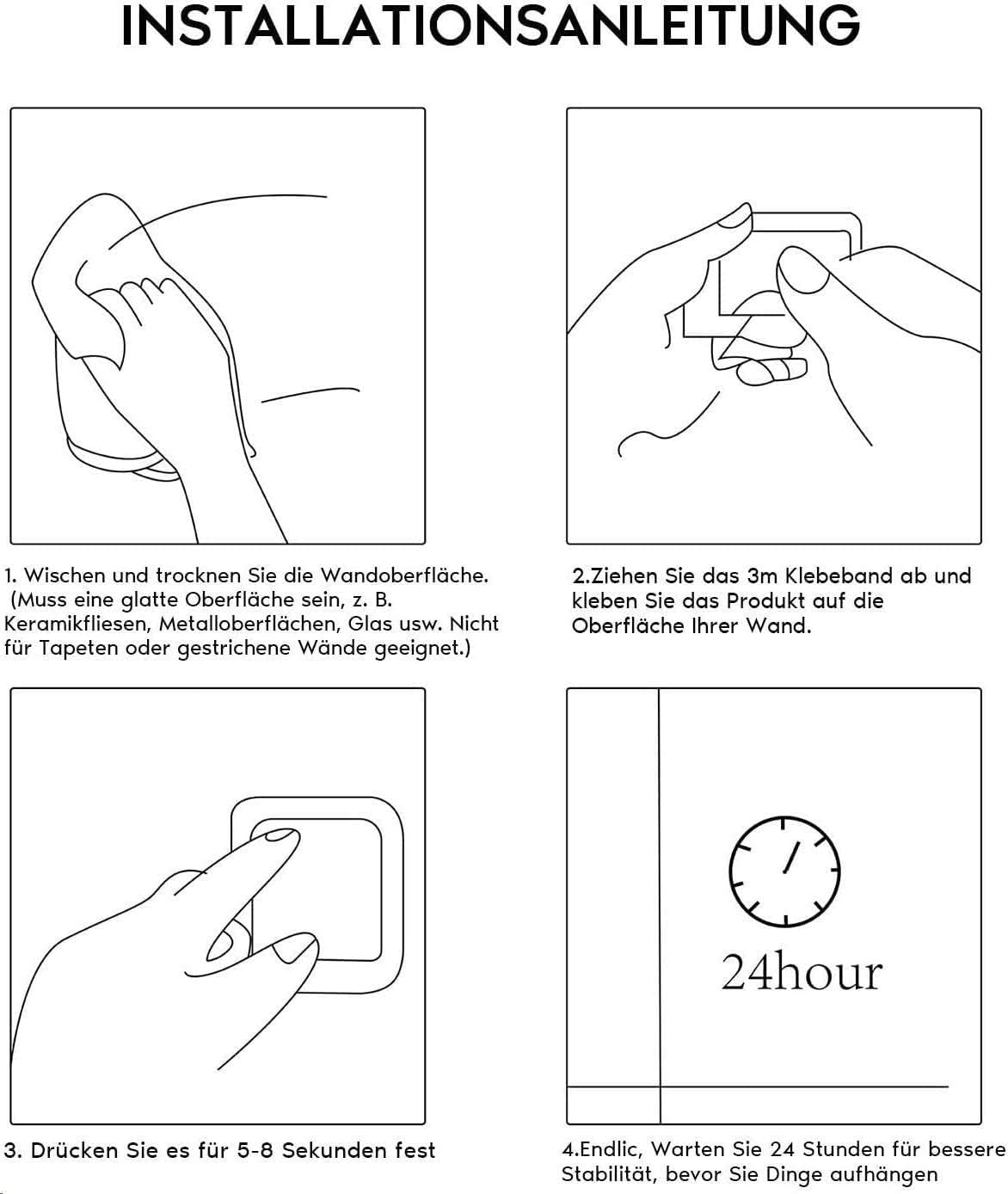 JS - Porte-serviettes double inox 304, adhésif mural, 2 bras, 40cm