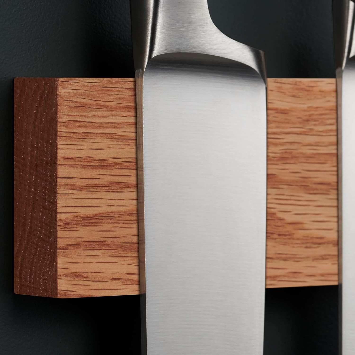 LARHN - Porte-couteaux Extra Puissant 40cm chêne mural aimanté