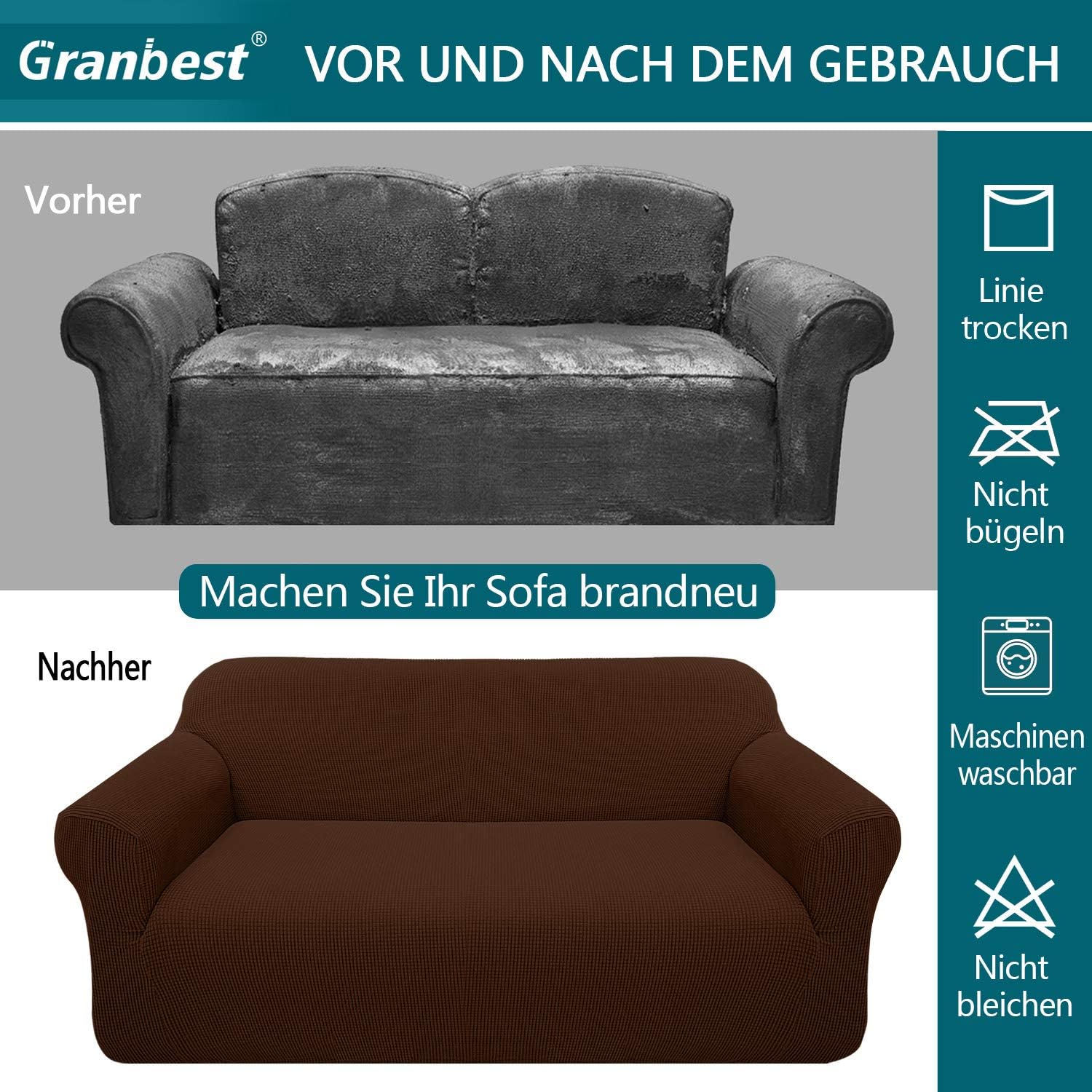 Granbest - housse de canapé jacquard, élastique, protection animaux, salon